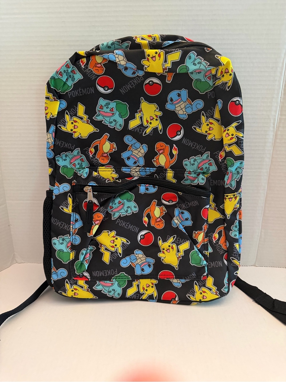 Pokemon Kids Black Backpack with Pikachu, Bulbasaur, Squirtle & Charmander